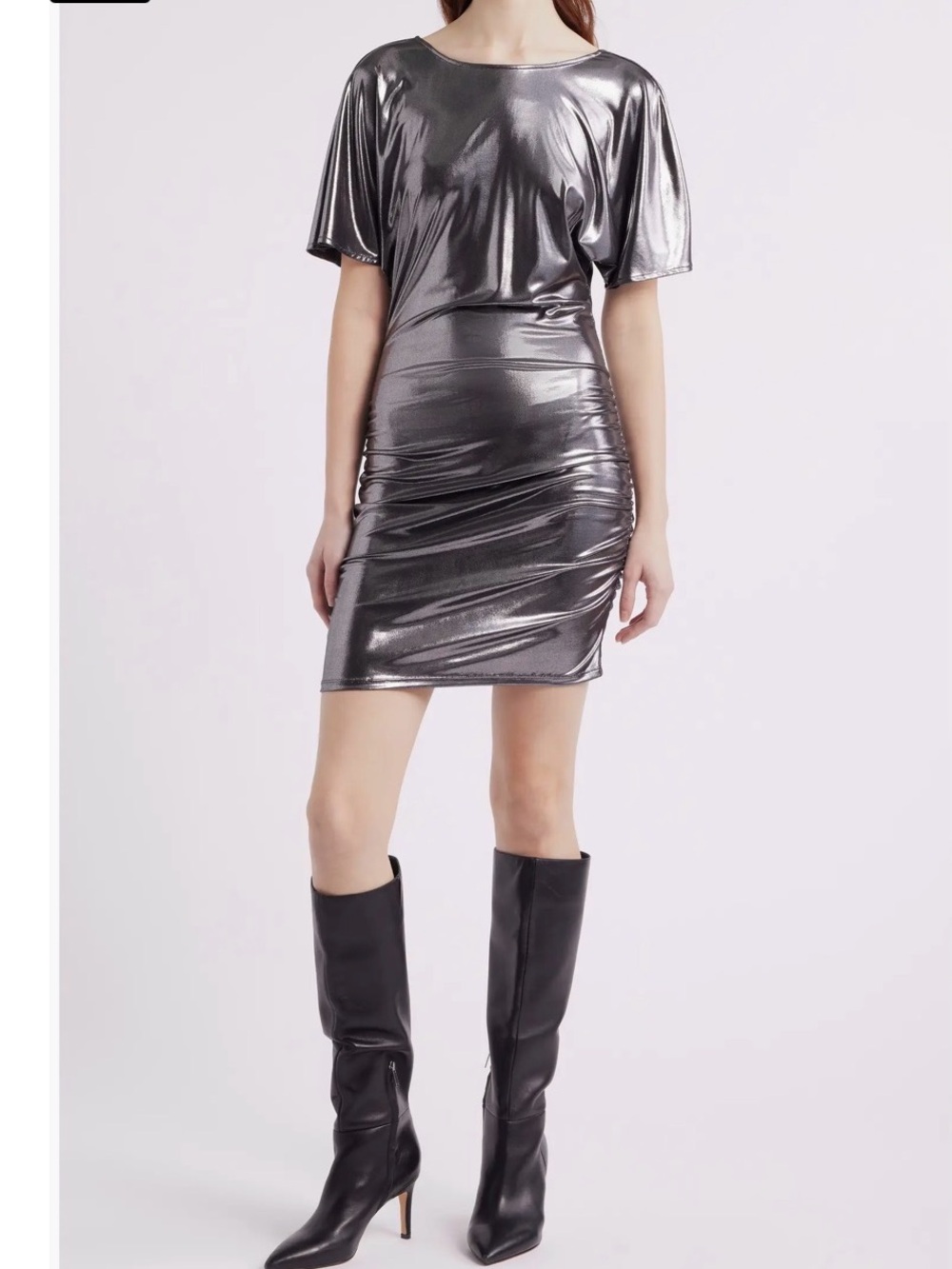 Boss BOSS Crystal Ruched Lamé Minidress